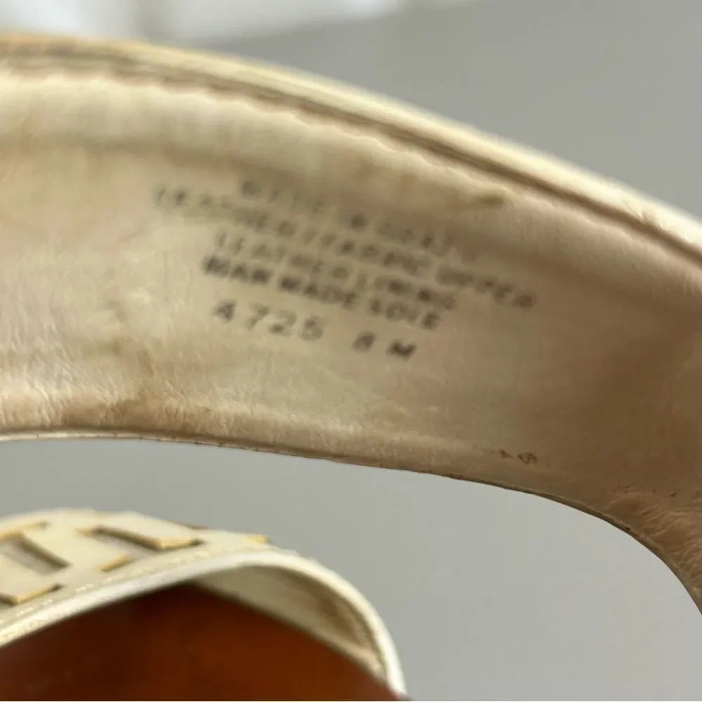 Tory Burch Tan and Cream Wedge Sandals size 8M - Picture 10 of 11